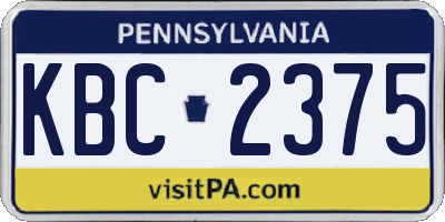 PA license plate KBC2375