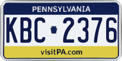 PA license plate KBC2376