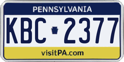 PA license plate KBC2377