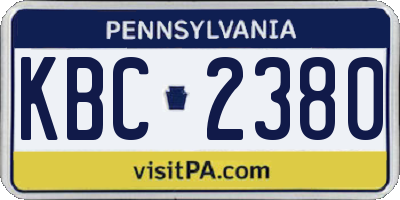 PA license plate KBC2380