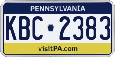 PA license plate KBC2383