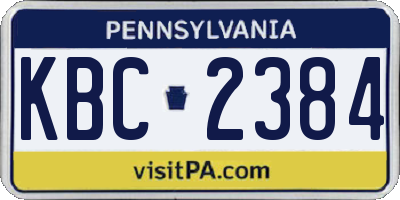 PA license plate KBC2384