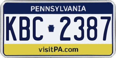 PA license plate KBC2387