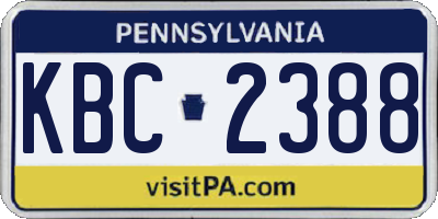 PA license plate KBC2388