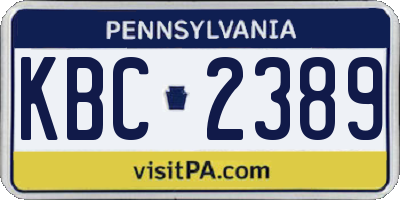 PA license plate KBC2389