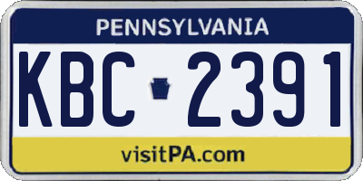 PA license plate KBC2391