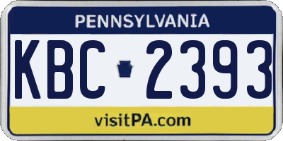 PA license plate KBC2393