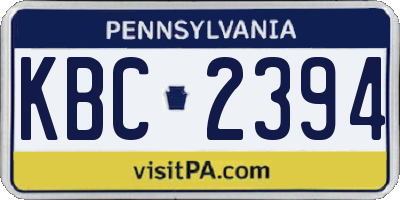 PA license plate KBC2394
