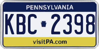 PA license plate KBC2398