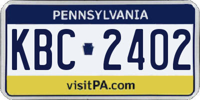 PA license plate KBC2402