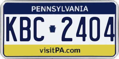 PA license plate KBC2404