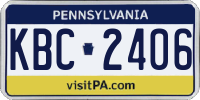 PA license plate KBC2406