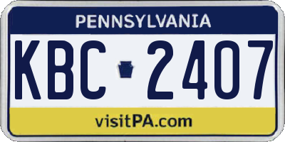 PA license plate KBC2407