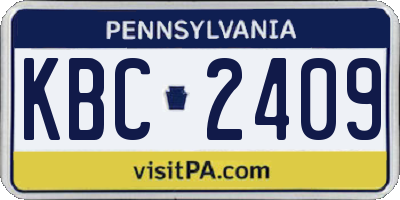 PA license plate KBC2409