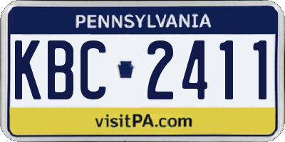 PA license plate KBC2411