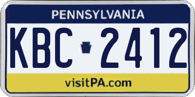 PA license plate KBC2412