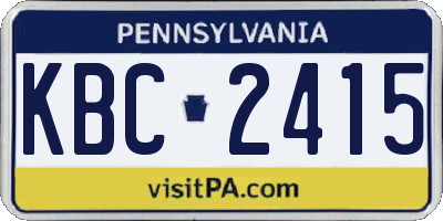 PA license plate KBC2415