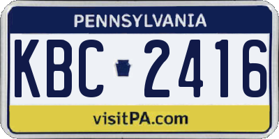 PA license plate KBC2416