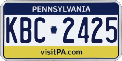 PA license plate KBC2425