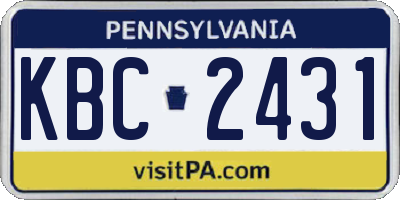 PA license plate KBC2431