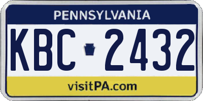 PA license plate KBC2432