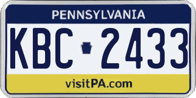 PA license plate KBC2433