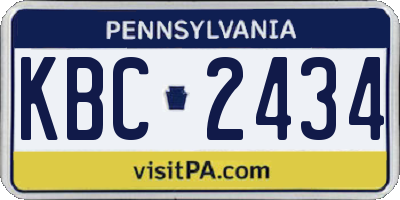 PA license plate KBC2434
