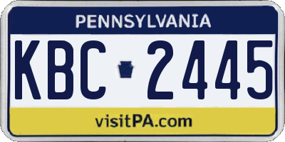 PA license plate KBC2445