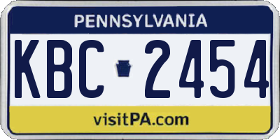 PA license plate KBC2454