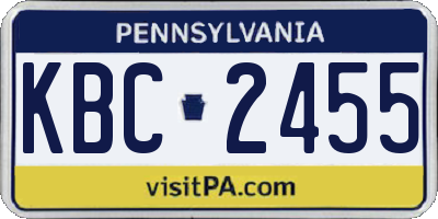 PA license plate KBC2455