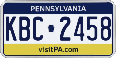 PA license plate KBC2458