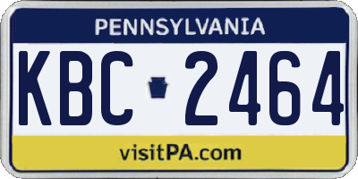 PA license plate KBC2464