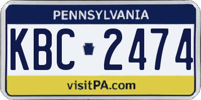 PA license plate KBC2474