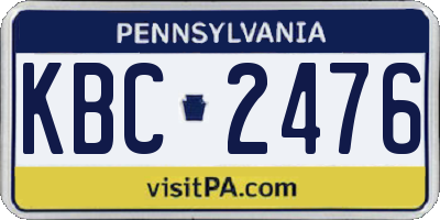 PA license plate KBC2476