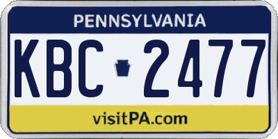 PA license plate KBC2477