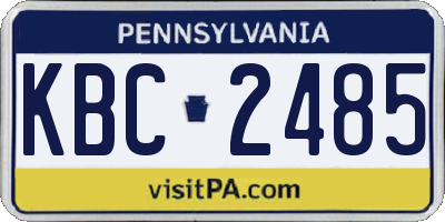 PA license plate KBC2485
