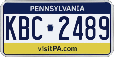 PA license plate KBC2489