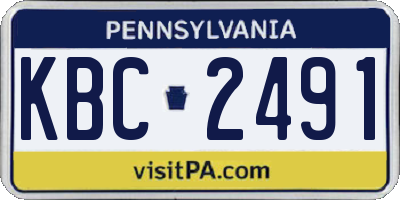 PA license plate KBC2491
