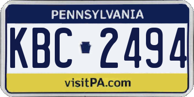 PA license plate KBC2494