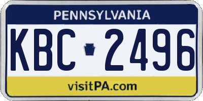 PA license plate KBC2496