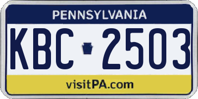 PA license plate KBC2503