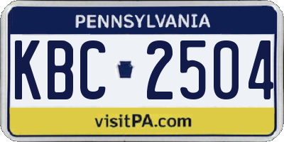 PA license plate KBC2504