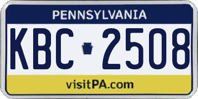 PA license plate KBC2508