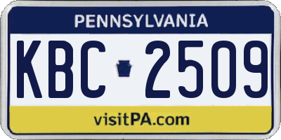 PA license plate KBC2509