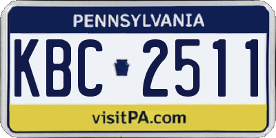 PA license plate KBC2511