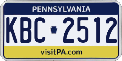 PA license plate KBC2512