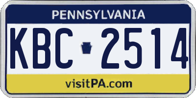 PA license plate KBC2514
