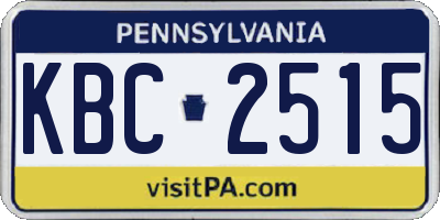 PA license plate KBC2515