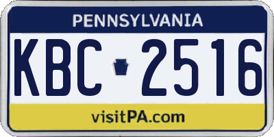 PA license plate KBC2516