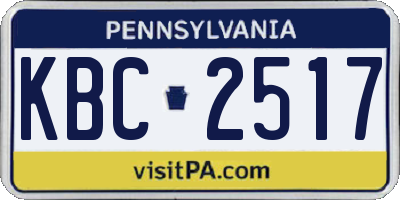 PA license plate KBC2517